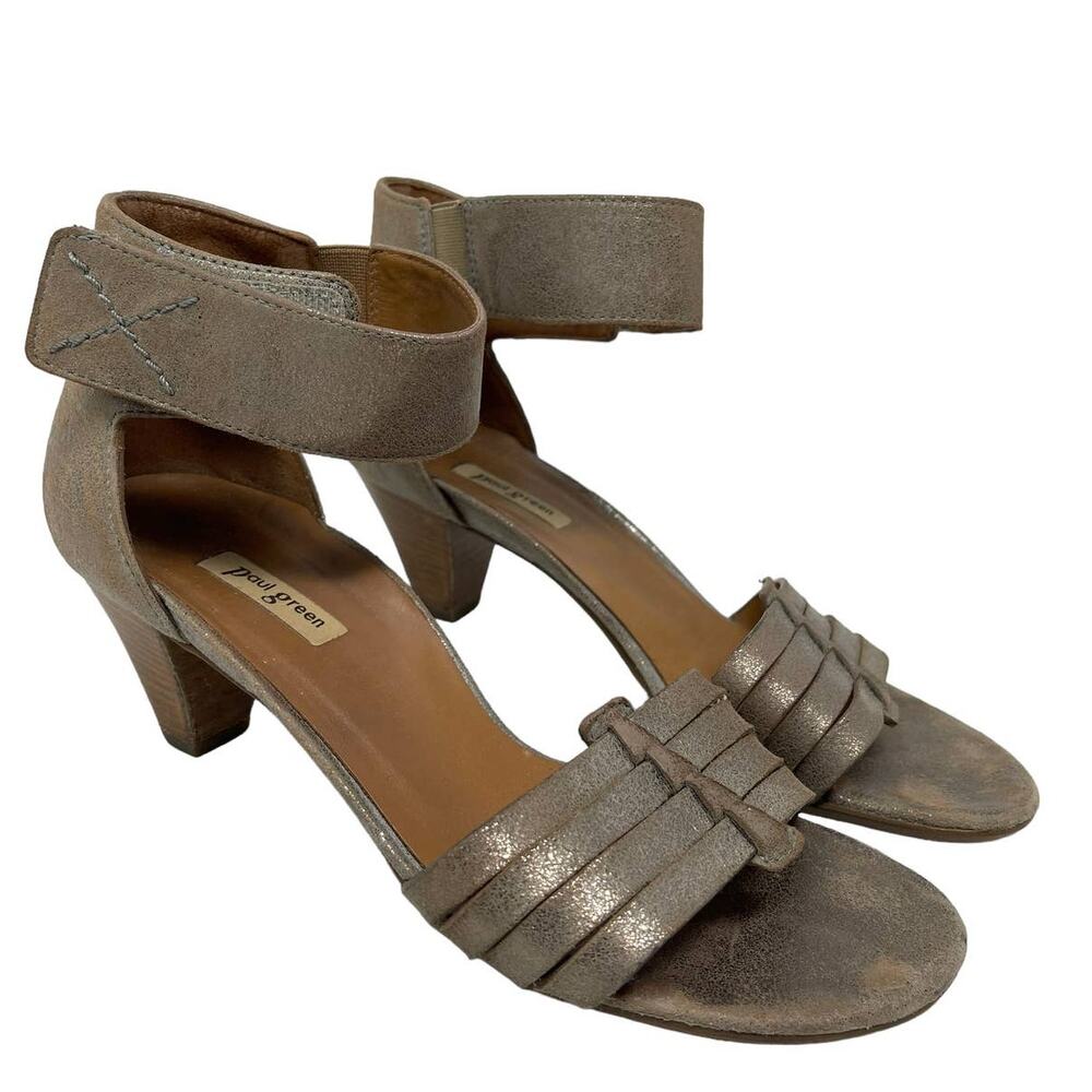 Paul Green Pewter Metallic Coco Open Toe Heeled Sandal‎ UK 4 / US 6.5